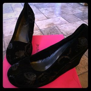 Velvet sparkly wedges!